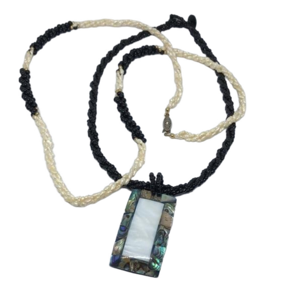 Curated bundle vintage pearls and beads necklaces with MoP and Abalone Pendant